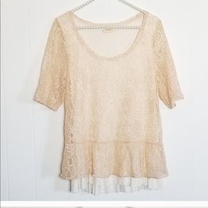 Anthropologie Deletta Lace Peplum Top